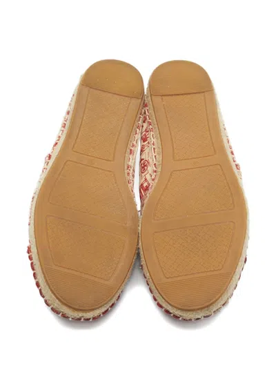 Pre-owned Tory Burch Leather-detail Canvas Espadrilles In Neutral