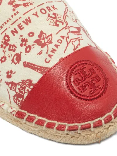 Pre-owned Tory Burch Leather-detail Canvas Espadrilles In Neutral
