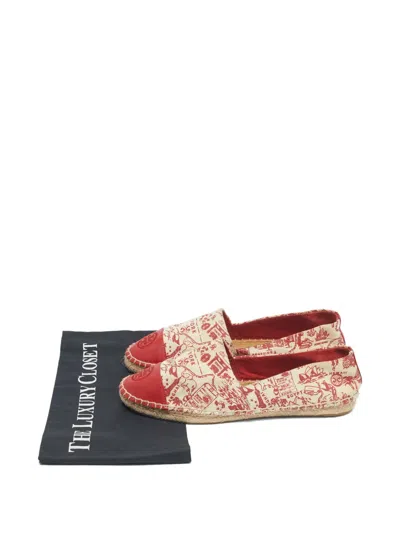 Pre-owned Tory Burch Leather-detail Canvas Espadrilles In Neutral