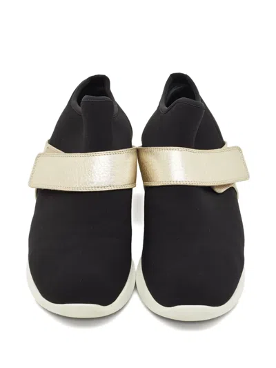Pre-owned Ferragamo Strap-detail Slip-on Sneakers In Black