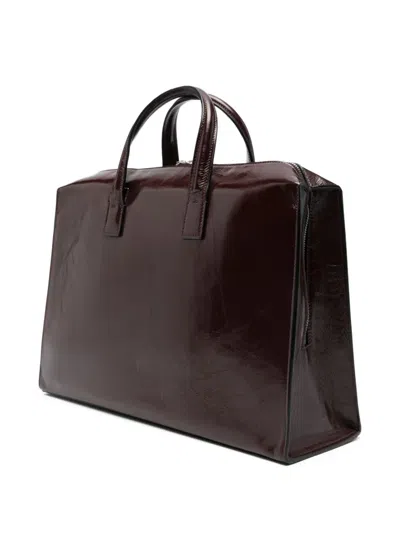 Sapio Leather Top-handle Tote Bag In Burgundy