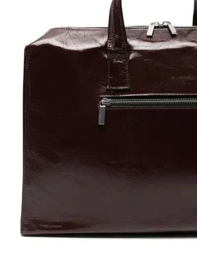 Sapio Leather Top-handle Tote Bag In Burgundy