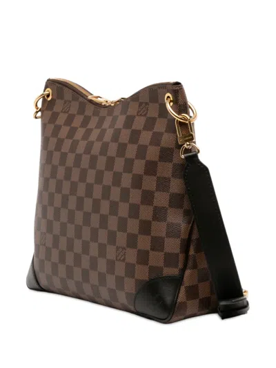 Pre-owned Louis Vuitton 2021-2025 Damier Ebene Odeon Mm Crossbody Bag In Brown