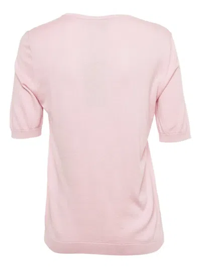 Pre-owned Weekend Max Mara Blend Ribbed Hem T-shirt In Pink