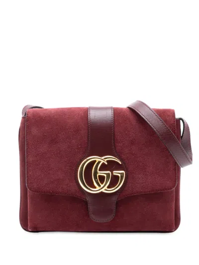 Pre-owned Gucci 2016-2025 Medium Suede Arli Crossbody Bag In Red