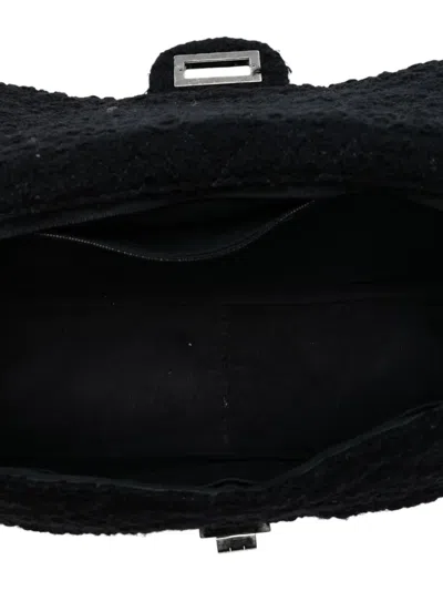 Pre-owned Chanel 2009-2010 Jumbo Reissue 2.55 Quilted Tweed Easy Messenger Flap Crossbody Bag In Black