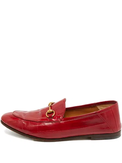 Pre-owned Gucci Jordaan Leather Loafers In Animal Print