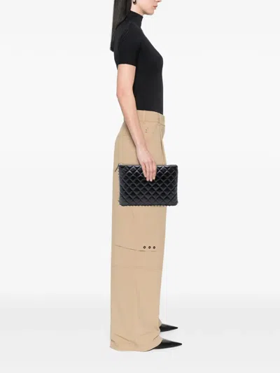 Pre-owned Chanel 2019 Medium Quilted Lambskin Pearl O Case Clutch Bag In Black