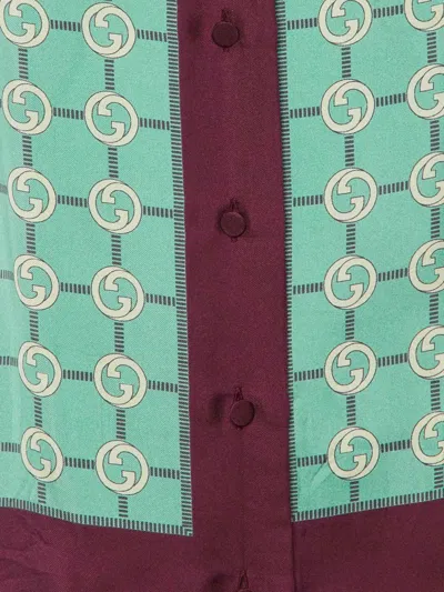 Pre-owned Gucci Interlocking G-motif Silk Shirt In Green