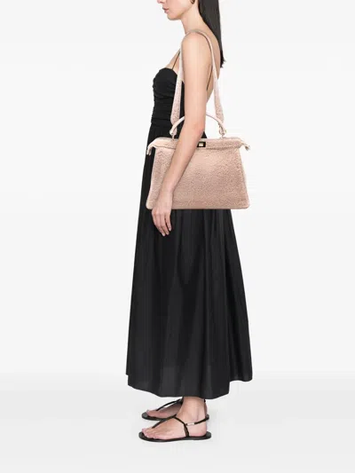 Pre-owned Fendi 2010-2025 Large Shearling Peekaboo Iseeu Satchel In Pink