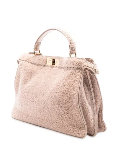 Pre-owned Fendi 2010-2025 Large Shearling Peekaboo Iseeu Satchel In Pink