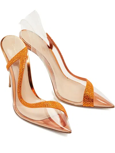 Pre-owned Gianvito Rossi Hortensia Embellished Court Pumps In White