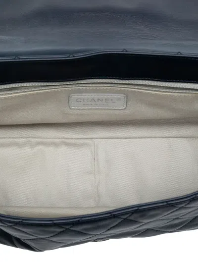 Pre-owned Chanel 2012 Large Tricolor Quilted Lambskin Country Chic Flap Shoulder Bag In Blue