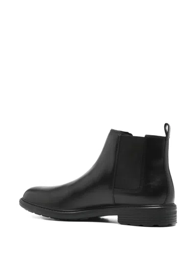 Geox Elastic-panels Leather Boots In Animal Print