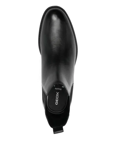 Geox Elastic-panels Leather Boots In Animal Print