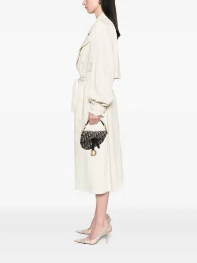 Pre-owned Dior 2019 Mini Oblique Canvas Saddle Bag Satchel In Blue