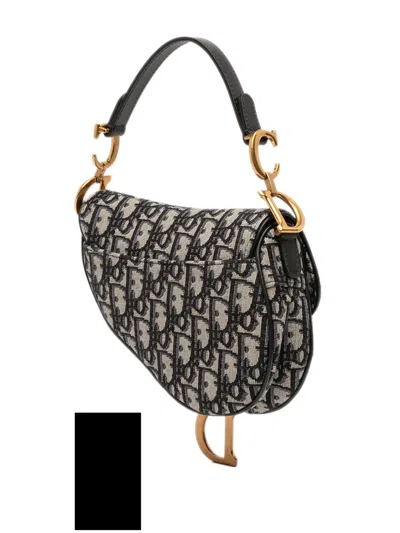 Pre-owned Dior 2019 Mini Oblique Canvas Saddle Bag Satchel In Blue