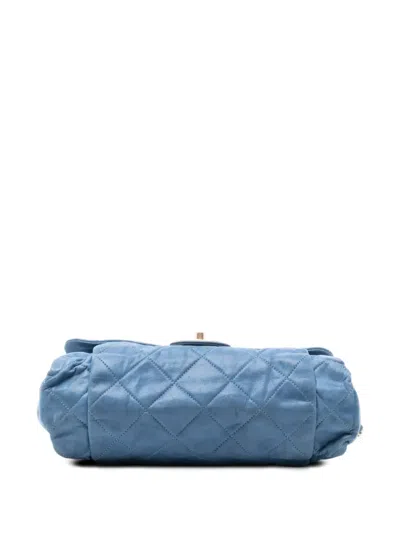 Pre-owned Chanel 2011 Large Quilted Iridescent Calfskin Chic Quilt Flap Shoulder Bag In Blue