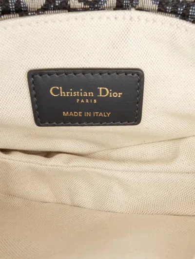 Pre-owned Dior 2019 Mini Oblique Canvas Saddle Bag Satchel In Blue