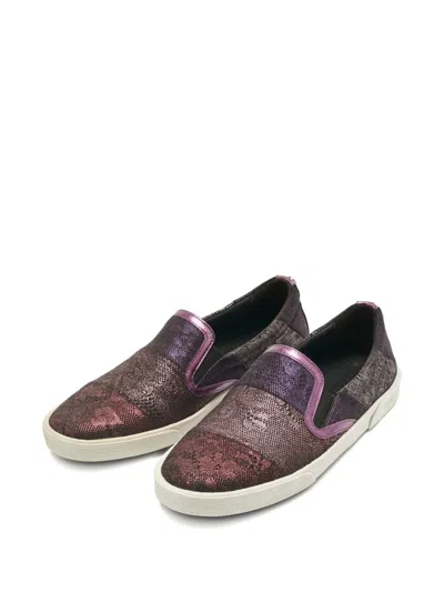 Pre-owned Jimmy Choo Lace-print Suede Sneakers In Purple