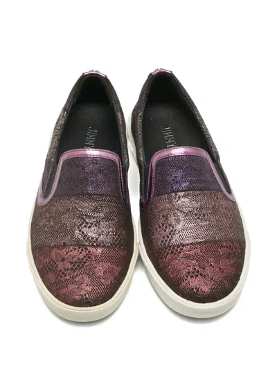 Pre-owned Jimmy Choo Lace-print Suede Sneakers In Purple