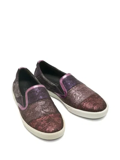 Pre-owned Jimmy Choo Lace-print Suede Sneakers In Purple