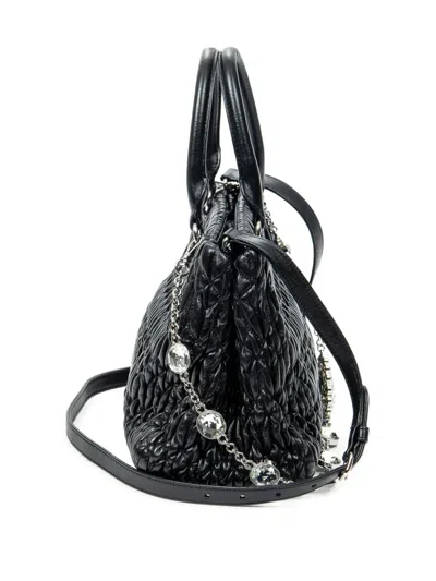 Pre-owned Miu Miu Medium Crystal Tote Bag In Black