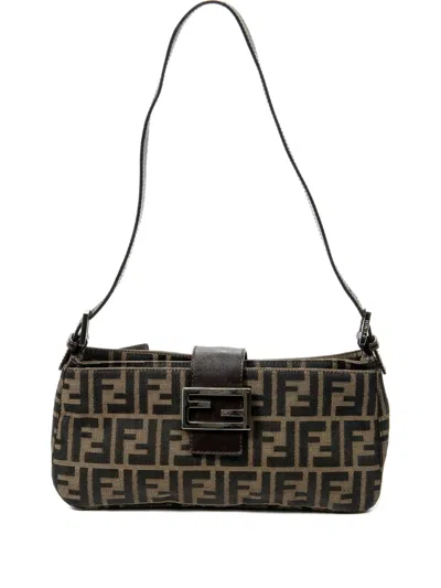 Pre-owned Fendi Zucca-pattern Shoulder Bag In Brown
