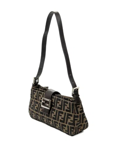 Pre-owned Fendi Zucca-pattern Shoulder Bag In Brown
