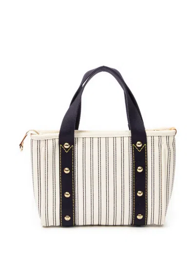 Pre-owned Louis Vuitton 2007 Antigua Cabas Pm Striped Studded Tote Bag In Neutral