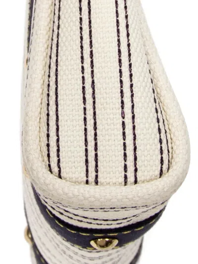 Pre-owned Louis Vuitton 2007 Antigua Cabas Pm Striped Studded Tote Bag In Neutral