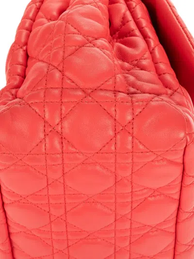 Pre-owned Dior Quilted Chain Handle Shoulder Bag In Orange