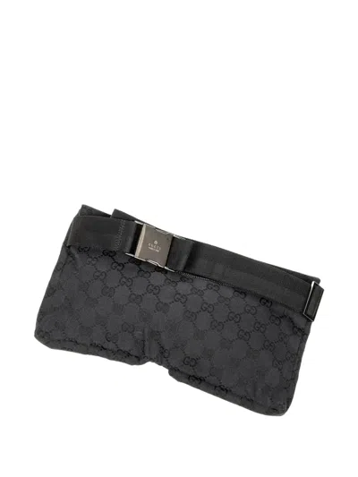 Pre-owned Gucci 2000 Gg-pattern Belt Bag In Black