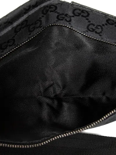 Pre-owned Gucci 2000 Gg-pattern Belt Bag In Black