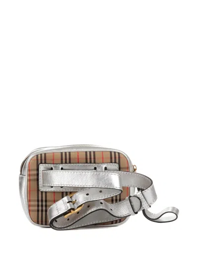 Pre-owned Burberry Check-pattern Belt Bag In Brown