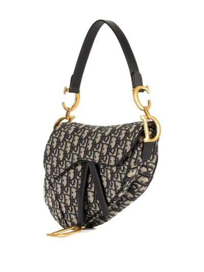 Pre-owned Dior Monogram Saddle Bag In Neutral