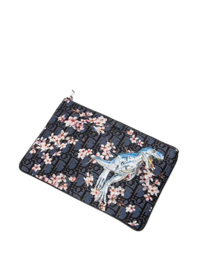 Pre-owned Dior X Hajime Sorayama Dinosaur Robot Clutch Bag In Blue