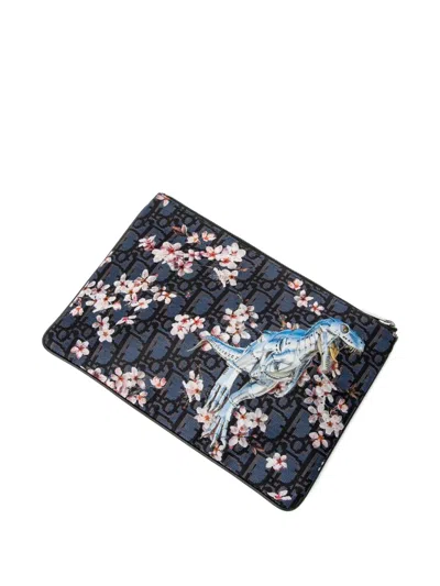 Pre-owned Dior X Hajime Sorayama Dinosaur Robot Clutch Bag In Blue