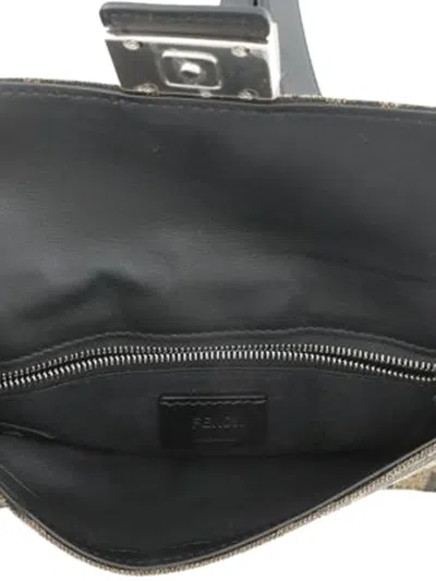 Pre-owned Fendi 2010-2025 Zucca Canvas Convertible Baguette Pouch Crossbody Bag In Brown