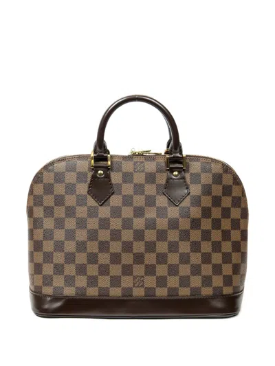 Pre-owned Louis Vuitton 2003 Alma Pm Damier Ebène Tote Bag In Brown