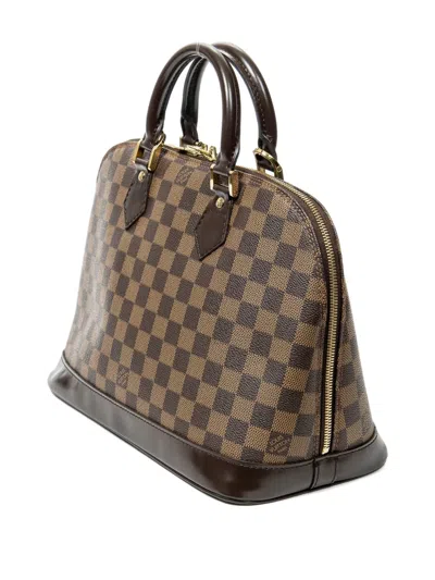 Pre-owned Louis Vuitton 2003 Alma Pm Damier Ebène Tote Bag In Brown