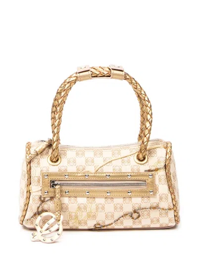 Pre-owned Loewe Anagram-print Shoulder Bag In Neutral