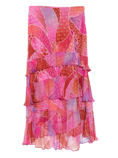 Rixo London Ls Preslee Ibiza Night Skirt In Pink