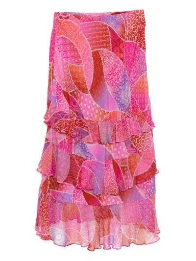 Rixo London Ls Preslee Ibiza Night Skirt In Pink