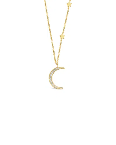 Sterling Forever 14k Plated Cz Necklace In Gold