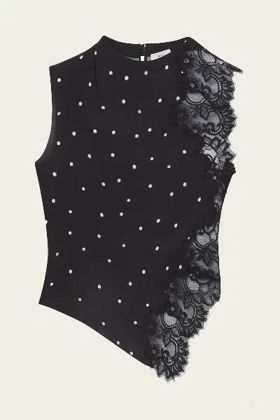 A.l.c Gracie Polka Dot Crepe And Lace Top In Black Cream In Multi