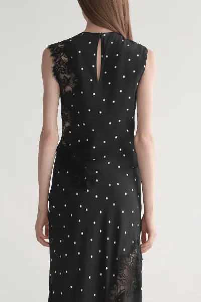 A.l.c Gracie Polka Dot Crepe And Lace Top In Black Cream In Multi