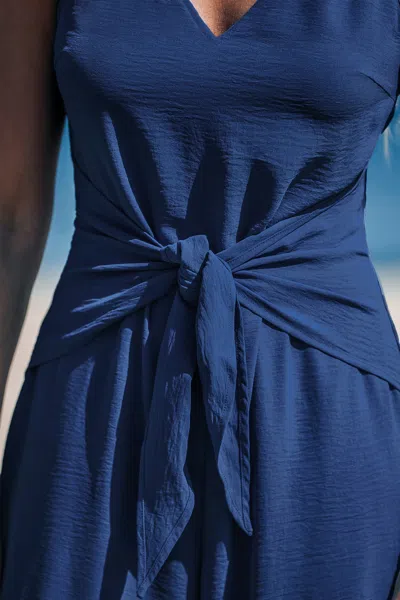 Cupshe Navy Sleeveless Straight Leg Jumpsuit In Blue