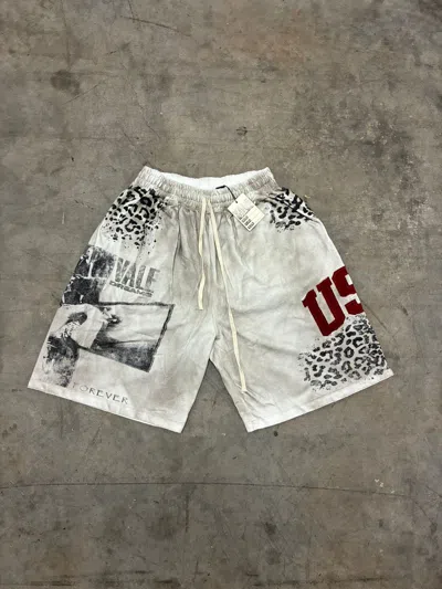 Pre-owned Vale Lives Valley Forever White Cheetah T Shorts Small New