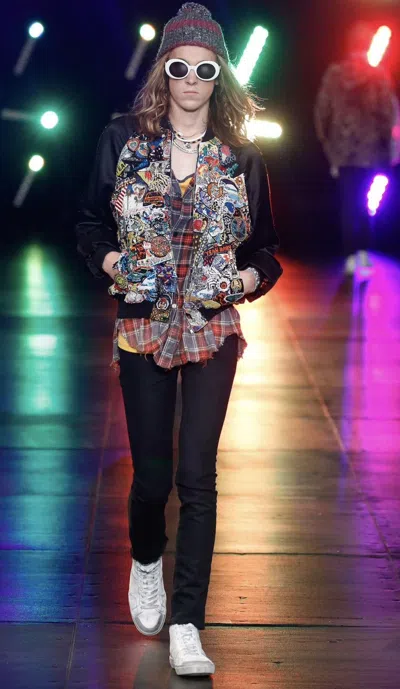 Pre-owned Saint Laurent Myth  Paris Ss16 Sequin Souvenir Jacket In Black